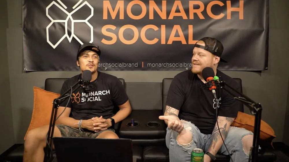 Morgan McKell on the mic hosting The Monarch Social Podcast during his marketing agency years
