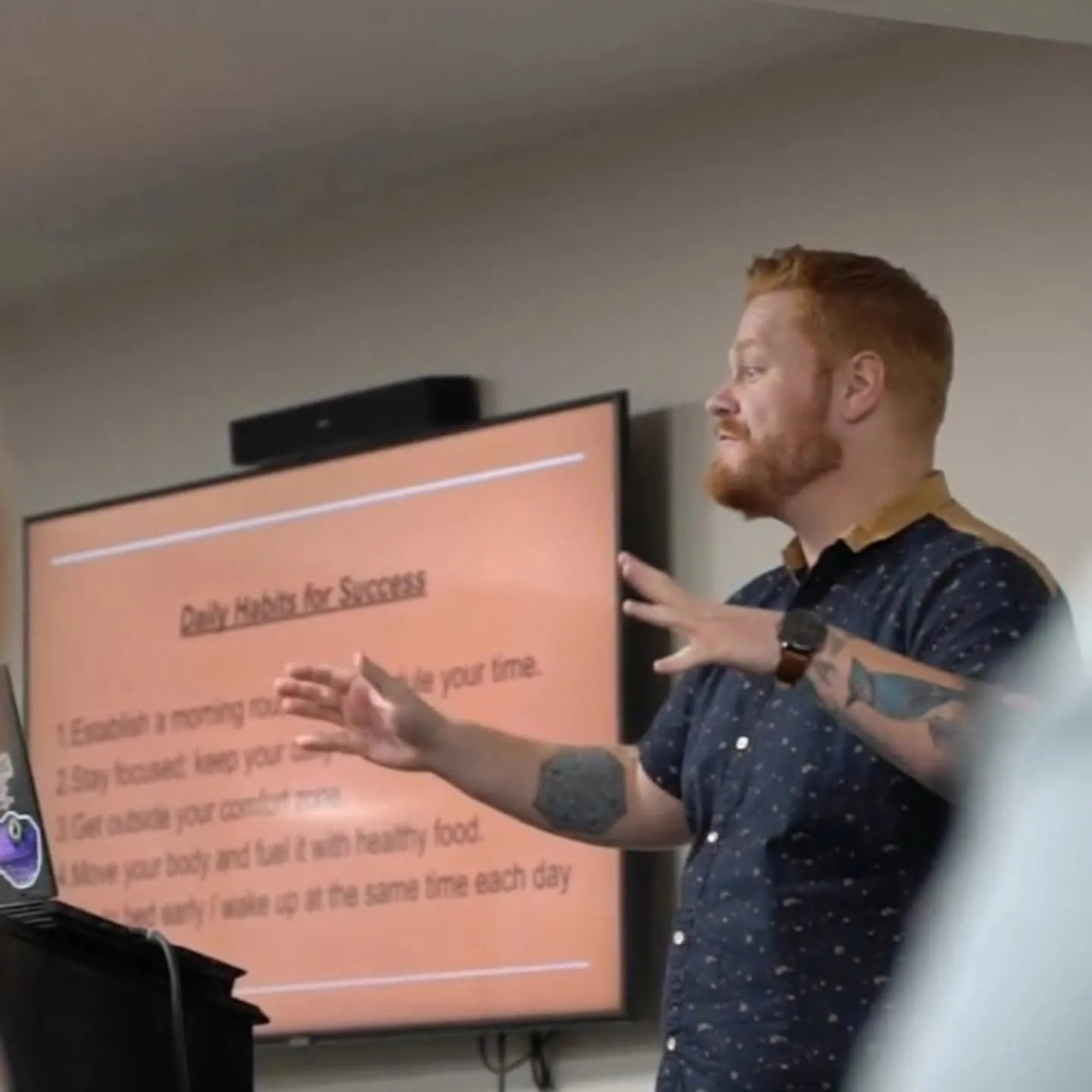 Morgan McKell teaching a Daily Habits for Success workshop session