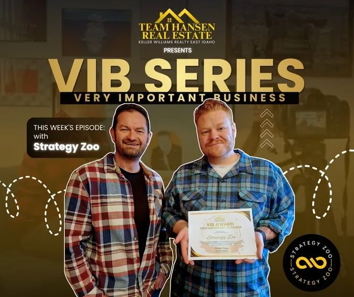 Morgan McKell of Strategy Zoo receiving the Very Important Business award from Team Hansen Real Estate