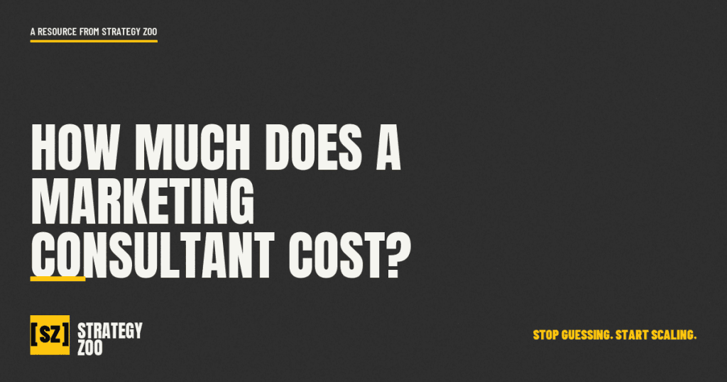 Strategy Zoo blog graphic on marketing consultant cost and how marketing help is priced