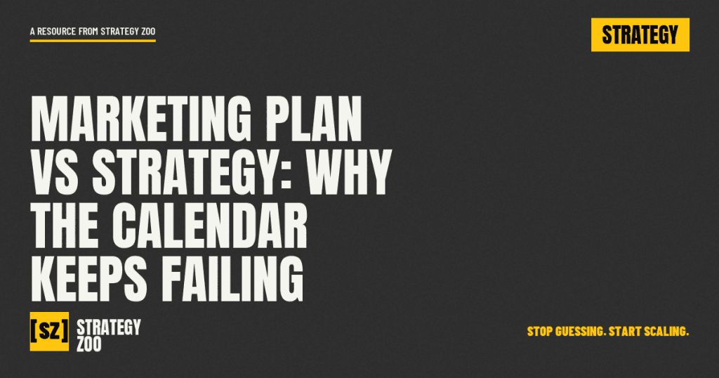 Marketing plan vs strategy featured image from Strategy Zoo