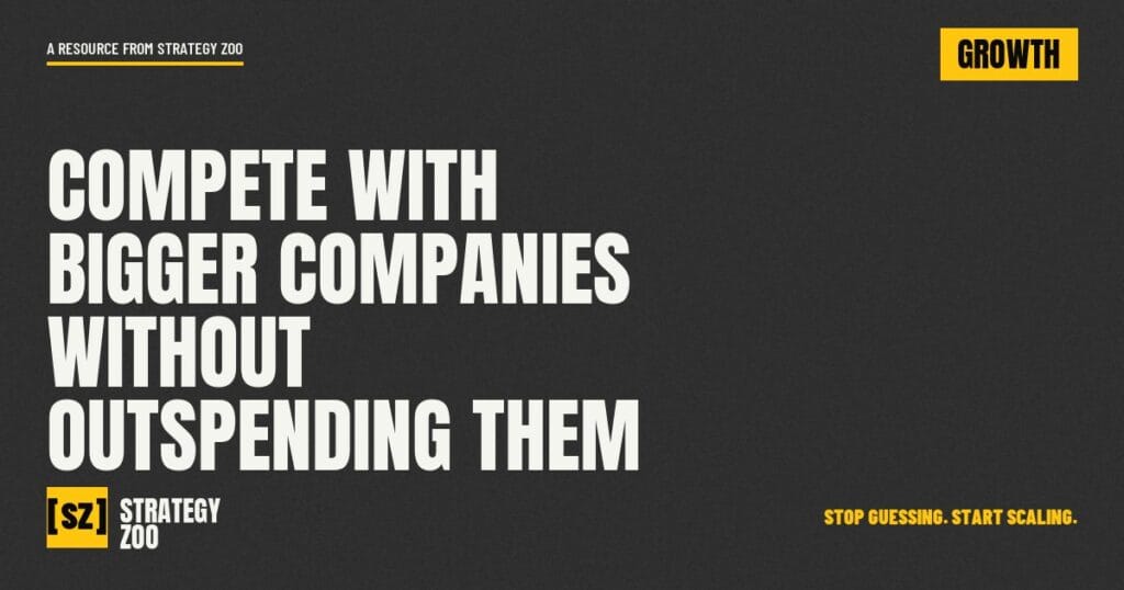 Strategy Zoo article graphic on how a local service business can compete with bigger companies