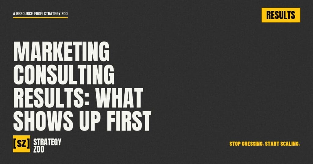 Marketing consulting results title card from Strategy Zoo