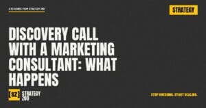 Discovery call with a marketing consultant title card from Strategy Zoo